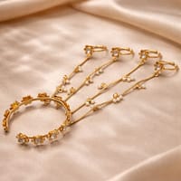 Goldplated Flower Hathphool Elegant Dazzling Traditional Hand Jewelry for Women 5 Goldplated Flower Hathphool stylish brass jewelry design