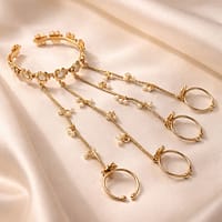 Goldplated Flower Hathphool Elegant Dazzling Traditional Hand Jewelry for Women 4 Goldplated Flower Hathphool stylish brass jewelry design