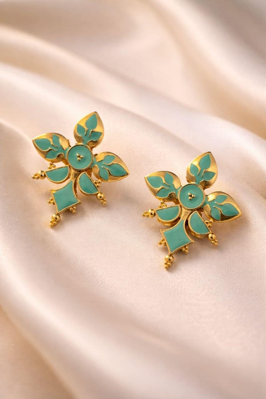 Gold-Plated Enamel Earring stylish brass jewelry design