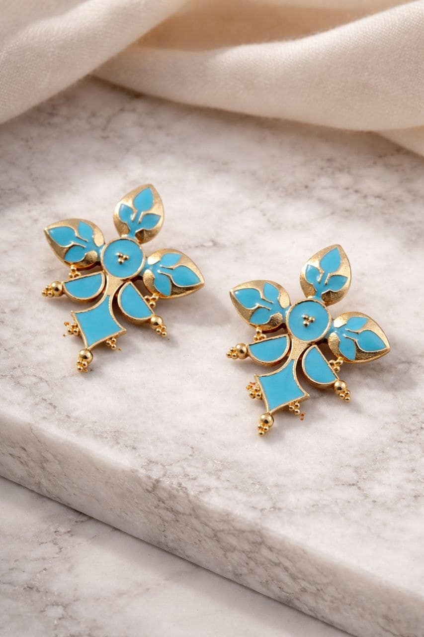 Gold-Plated Enamel Earring stylish brass jewelry design