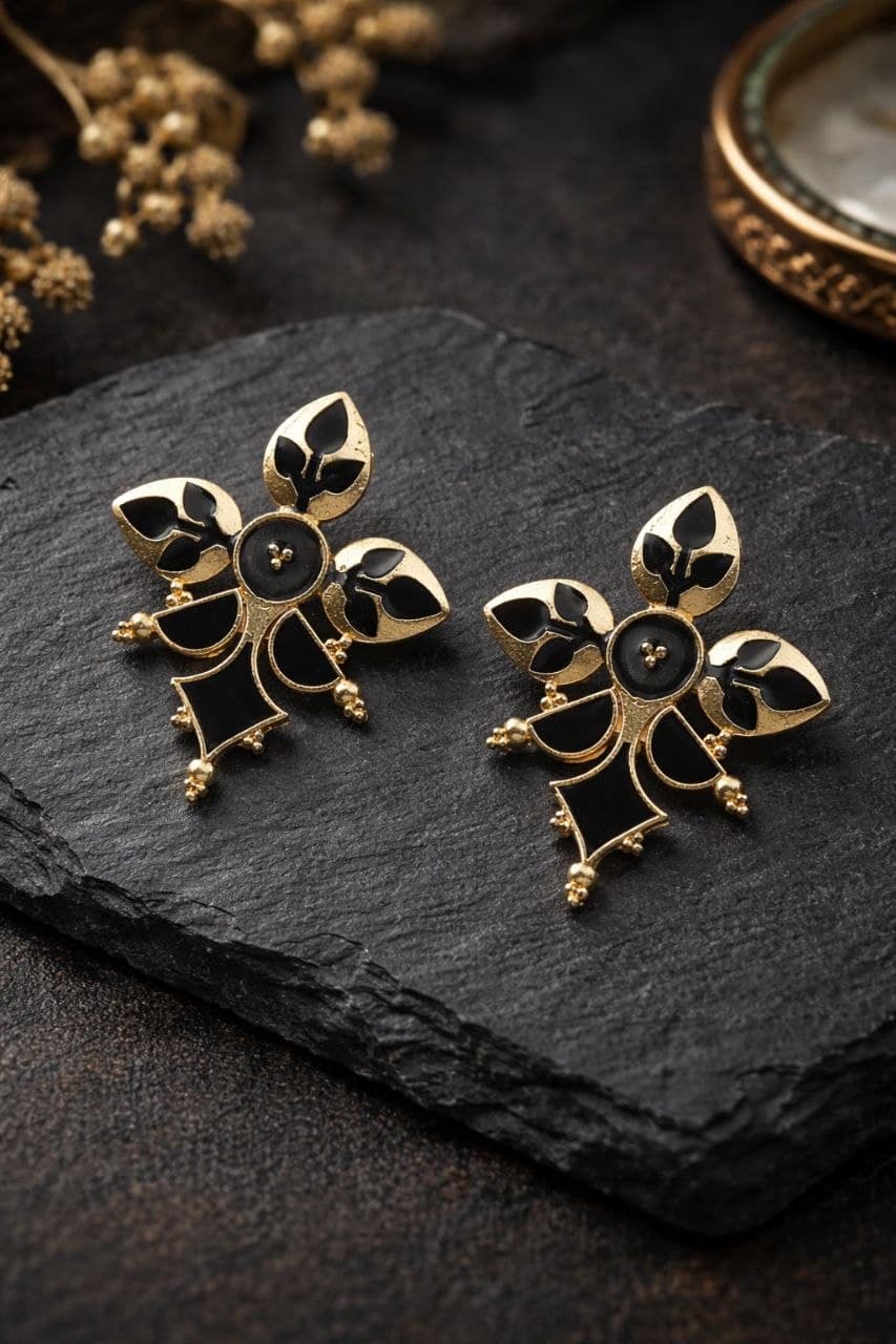 Gold-Plated Enamel Earring stylish brass jewelry design