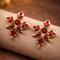 Gold-Plated Enamel Earring Elegant Dazzling Design for Stylish Women Wear 17 Gold-Plated Enamel Earring stylish brass jewelry design