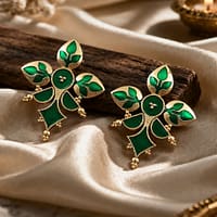 Gold-Plated Enamel Earring Elegant Dazzling Design for Stylish Women Wear 18 Gold-Plated Enamel Earring stylish brass jewelry design