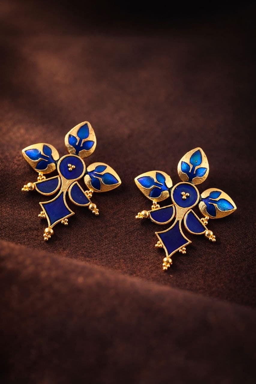 Gold-Plated Enamel Earring stylish brass jewelry design