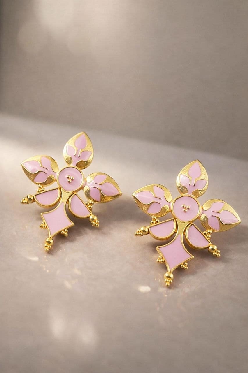 Gold-Plated Enamel Earring stylish brass jewelry design