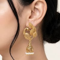 Golden Peacock Jhumka Elegant Dazzling Traditional Earrings for Stunning Ethnic Style 18 Golden Peacock Jhumka stylish brass jewelry design