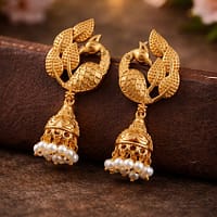 Golden Peacock Jhumka Elegant Dazzling Traditional Earrings for Stunning Ethnic Style 5 Golden Peacock Jhumka stylish brass jewelry design