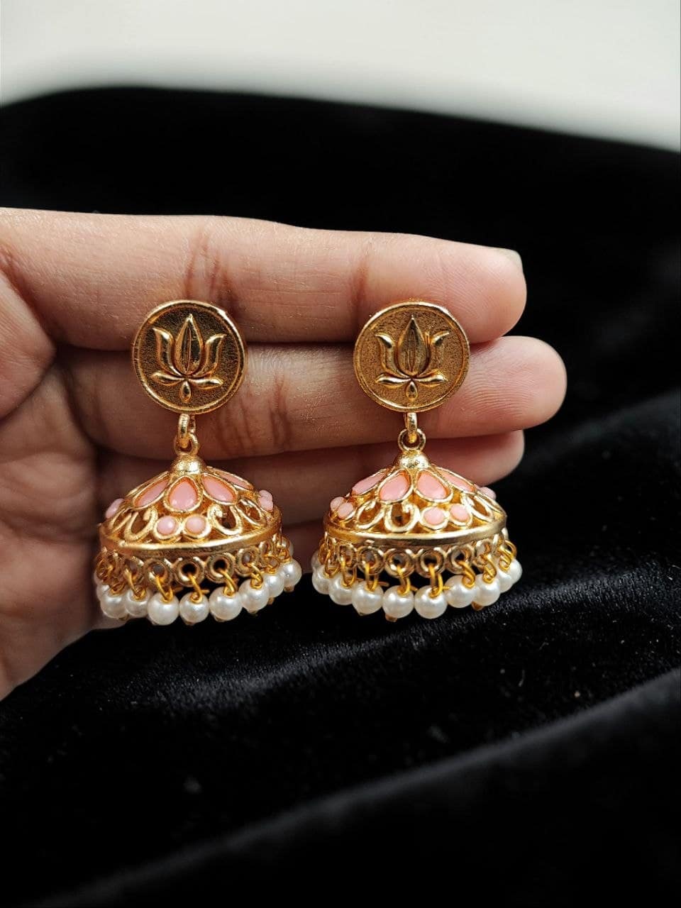 Traditional Golden Jhumka stylish brass jewelry design