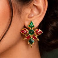 Gold-Plated Enamel Earring Elegant Dazzling Design for Stylish Women Wear 19 Gold-Plated Enamel Earring stylish brass jewelry design