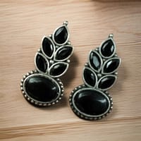 Traditional Oxidised Stud Earrings with Monalisa Stone – Perfect Silver Plated Jewelry 15 Oxidised silver stud earrings with Monalisa stone