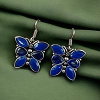 Oxidized Daily Wear Butterfly Hook Earrings | Stone Work Silver Plated Best Jewelry For Girls 17 Oxidized butterfly hook earrings with stone work in silver plated finish.