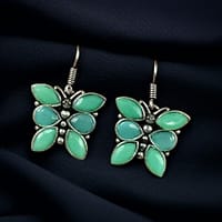 Oxidized Daily Wear Butterfly Hook Earrings | Stone Work Silver Plated Best Jewelry For Girls 11 Oxidized butterfly hook earrings with stone work in silver plated finish.