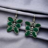 Oxidized Daily Wear Butterfly Hook Earrings | Stone Work Silver Plated Best Jewelry For Girls 10 Oxidized butterfly hook earrings with stone work in silver plated finish.