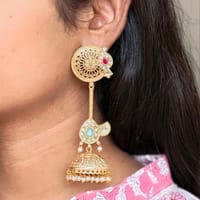 Gold Plated Jhumka Earring with Traditional Awesome Ethnic Design 21 Gold Plated Jhumka Earring traditional ethnic bell design jewelry