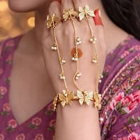 Graceful Ethnic Butterfly Hathphool for Elegant Traditional Bridal Hand Jewelry 6 Ethnic butterfly hathphool gold plated brass traditional hand jewelry for women