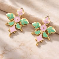 Gold-Plated Enamel Earring Elegant Dazzling Design for Stylish Women Wear 13 Gold-Plated Enamel Earring stylish brass jewelry design