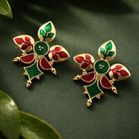 Gold-Plated Enamel Earring Elegant Dazzling Design for Stylish Women Wear 14 Gold-Plated Enamel Earring stylish brass jewelry design
