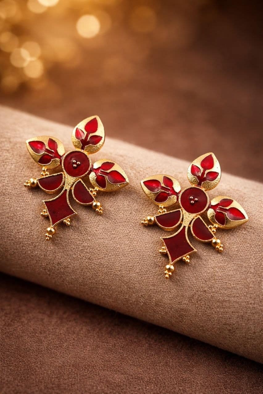 Gold-Plated Enamel Earring Elegant Dazzling Design for Stylish Women Wear 8 Gold-Plated Enamel Earring stylish brass jewelry design