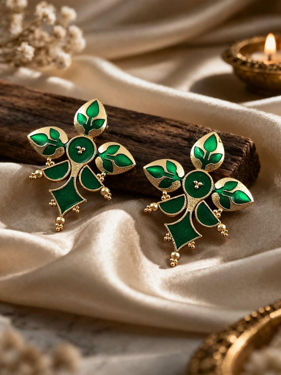Gold-Plated Enamel Earring Elegant Dazzling Design for Stylish Women Wear 9 Gold-Plated Enamel Earring stylish brass jewelry design